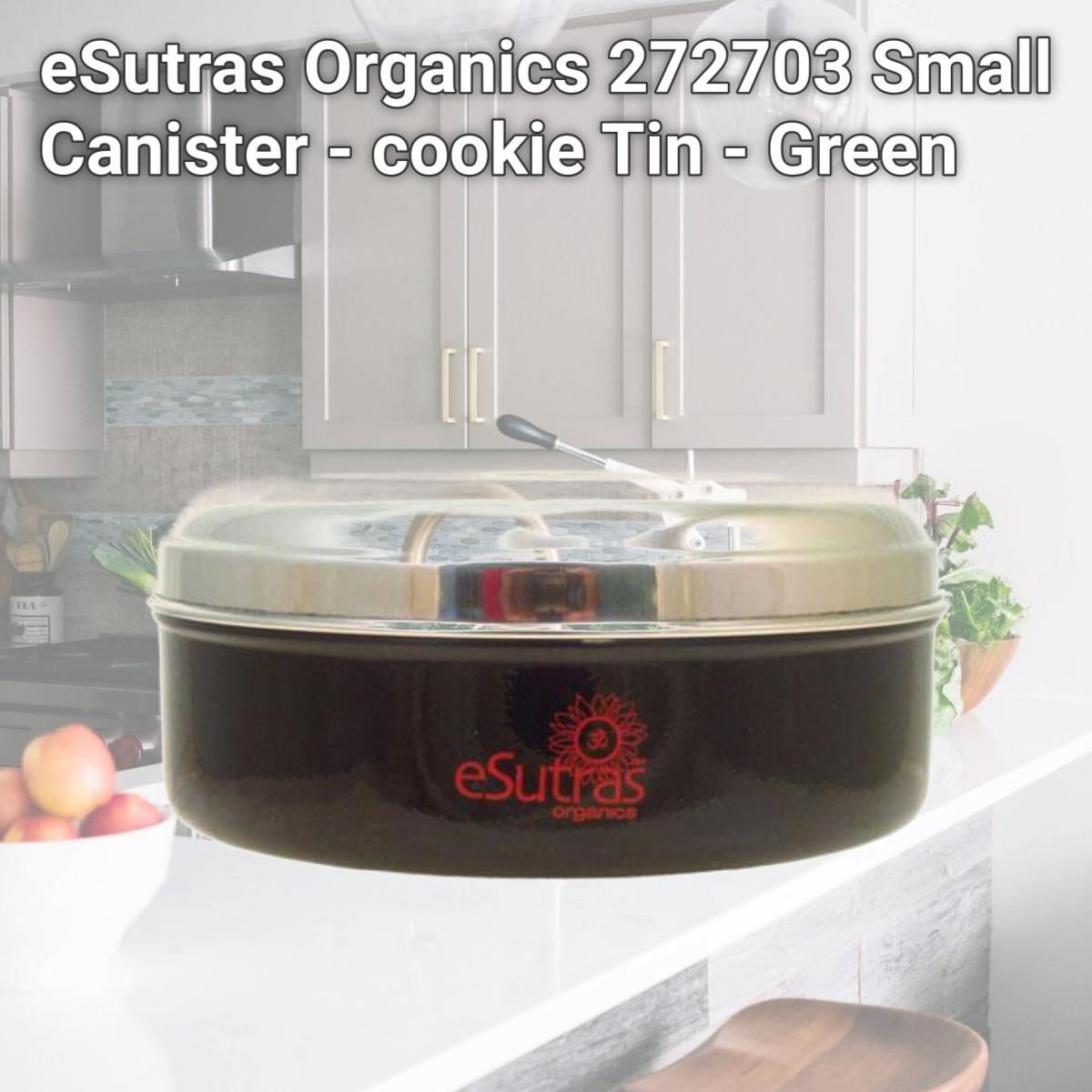 Picture of eSutras Organics 272703 Small Canister - cookie Tin - Green