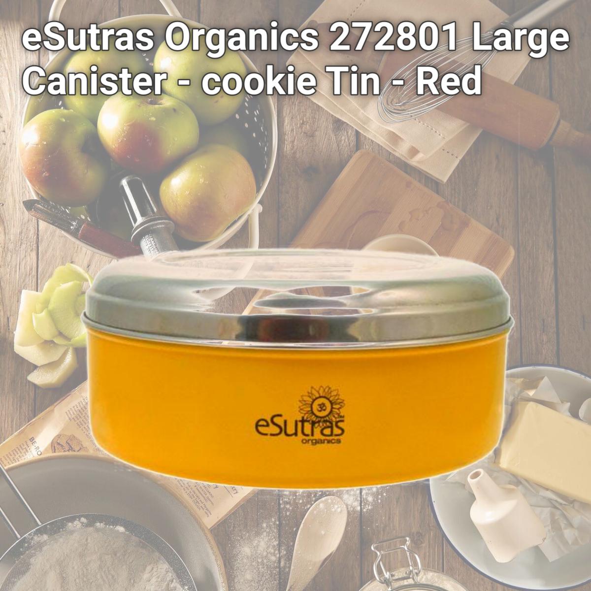 Picture of eSutras Organics 272801 Large Canister - cookie Tin - Red