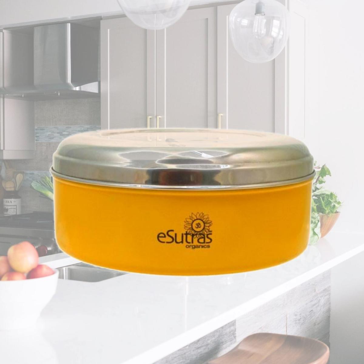 Picture of eSutras Organics 272804 Large Canister - cookie Tin - Orange