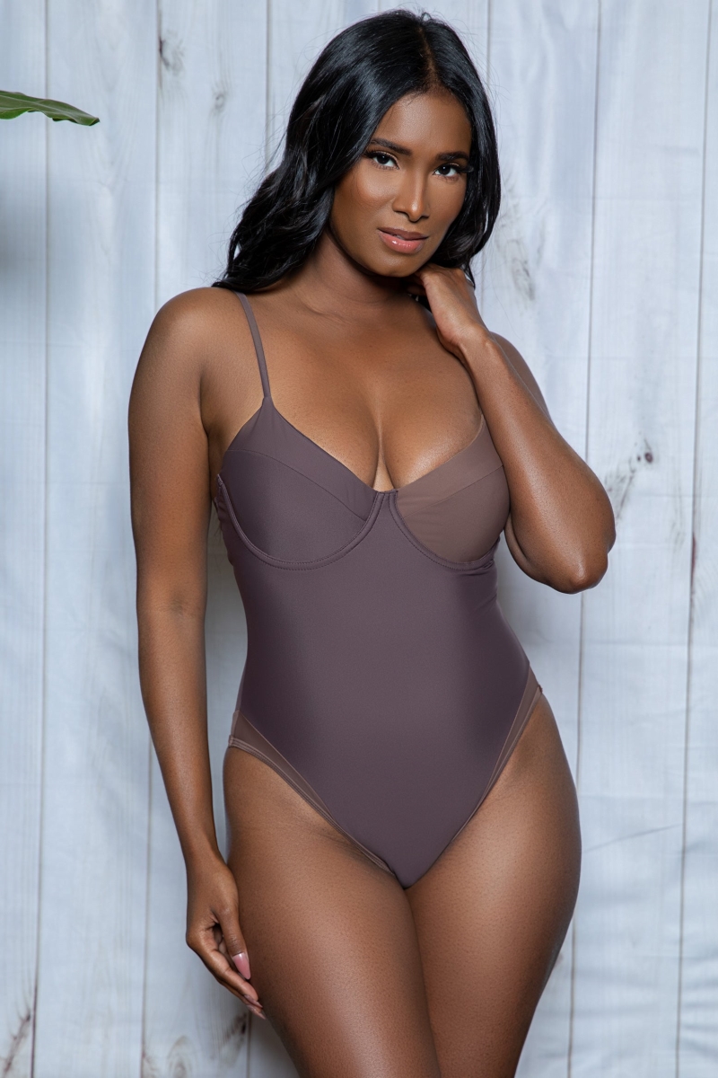 2249-BROWN-S Charlotte Swimsuit for Women, Brown - Small