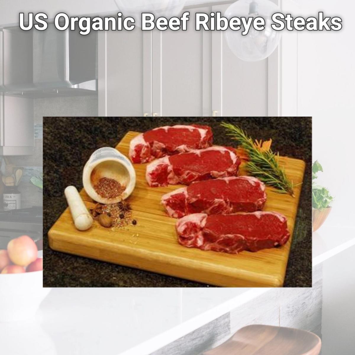 Picture of Blackwing Meats US9300-8-10 Organic Beef Ribeye Steaks