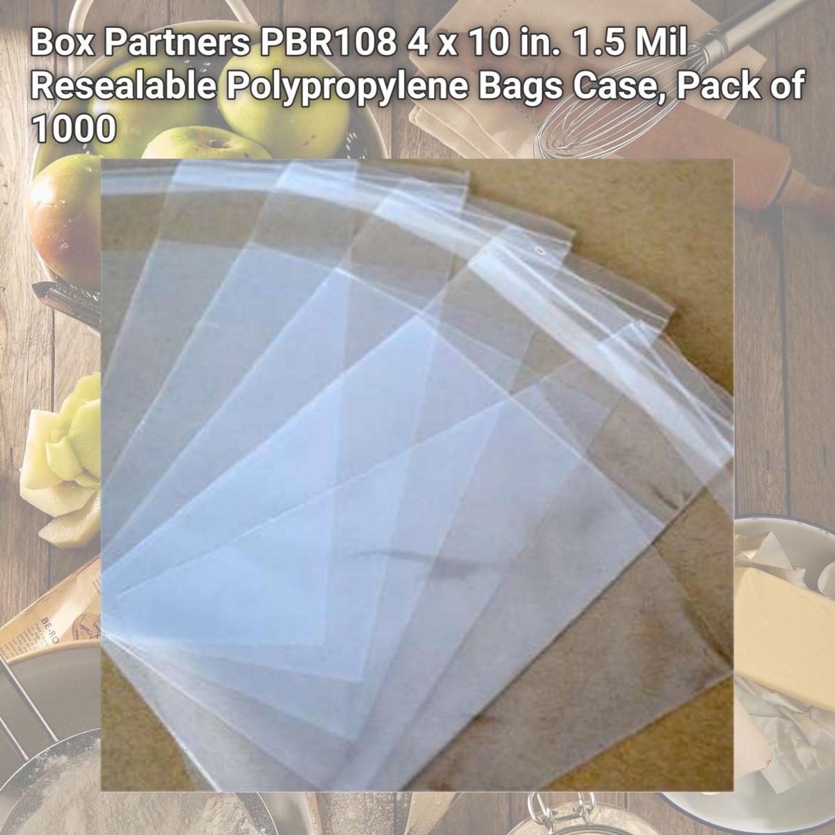 Picture of Box Partners PBR108 4 x 10 in. 1.5 Mil Resealable Polypropylene Bags Case, Pack of 1000