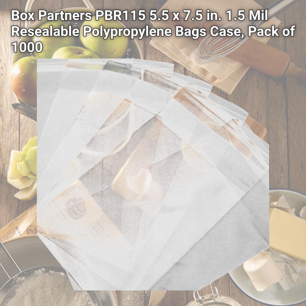 Picture of Box Partners PBR115 5.5 x 7.5 in. 1.5 Mil Resealable Polypropylene Bags Case, Pack of 1000