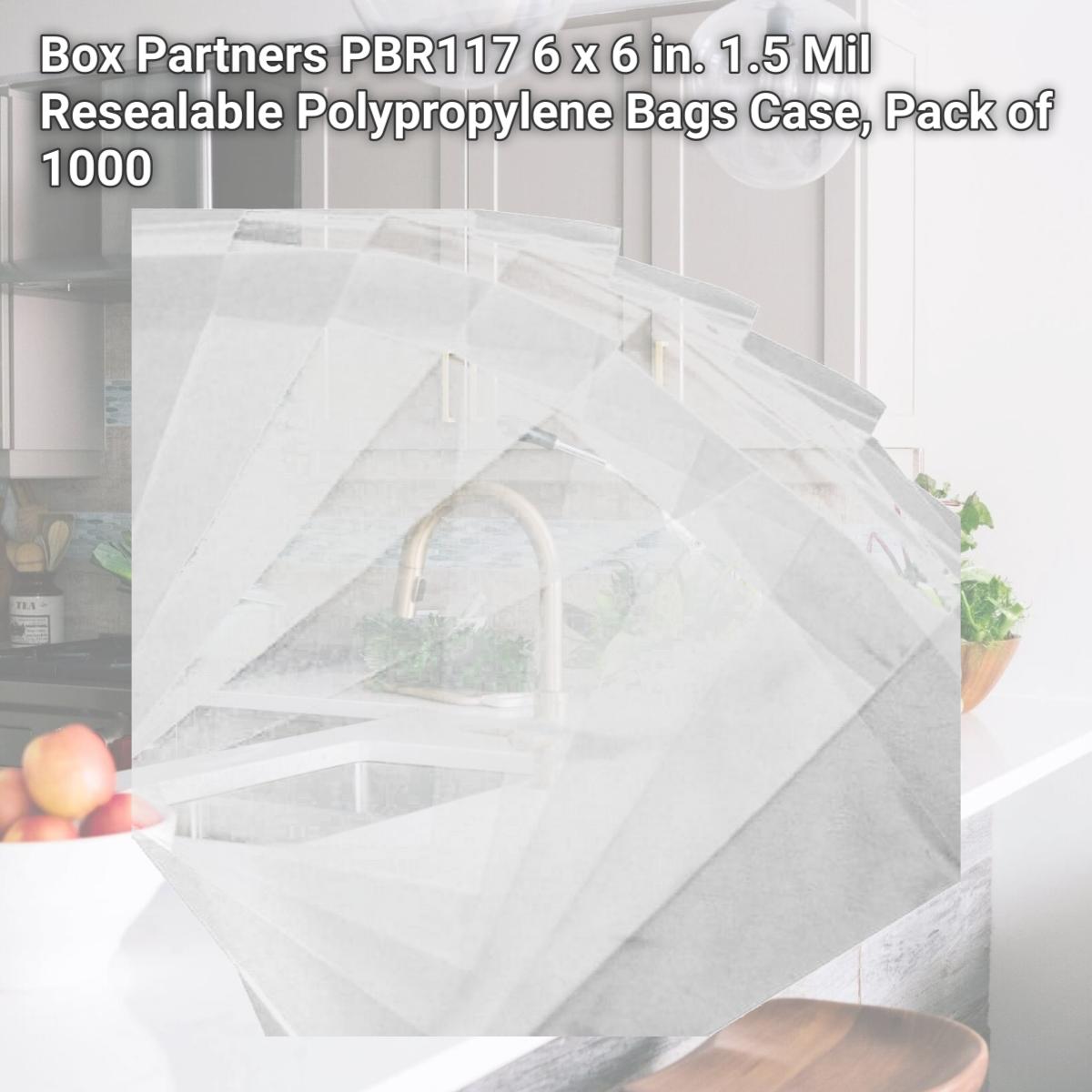 Picture of Box Partners PBR117 6 x 6 in. 1.5 Mil Resealable Polypropylene Bags Case, Pack of 1000
