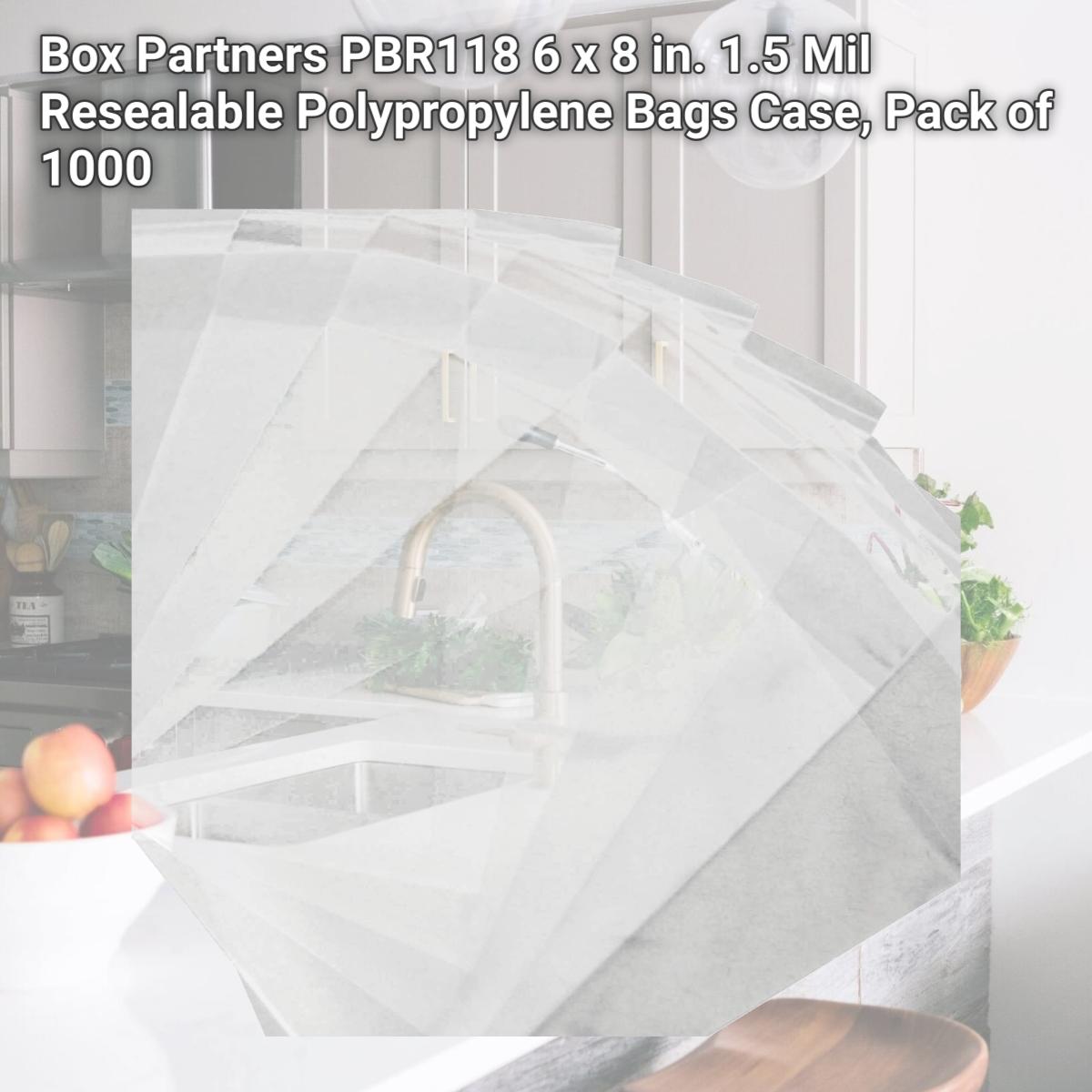 Picture of Box Partners PBR118 6 x 8 in. 1.5 Mil Resealable Polypropylene Bags Case, Pack of 1000