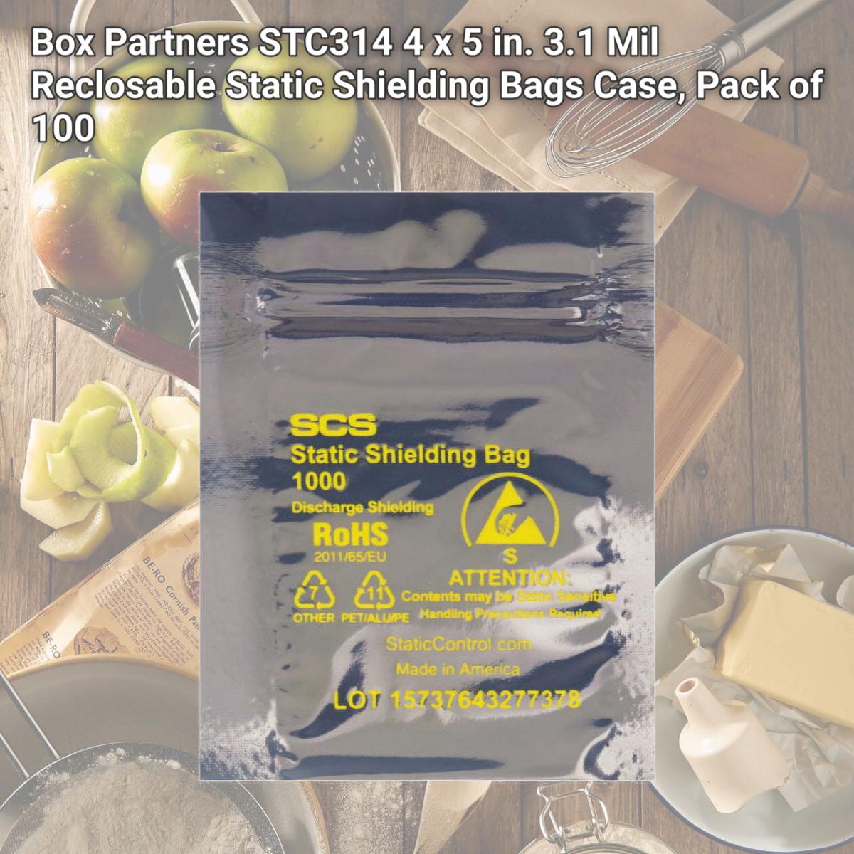 Picture of Box Partners STC314 4 x 5 in. 3.1 Mil Reclosable Static Shielding Bags Case, Pack of 100