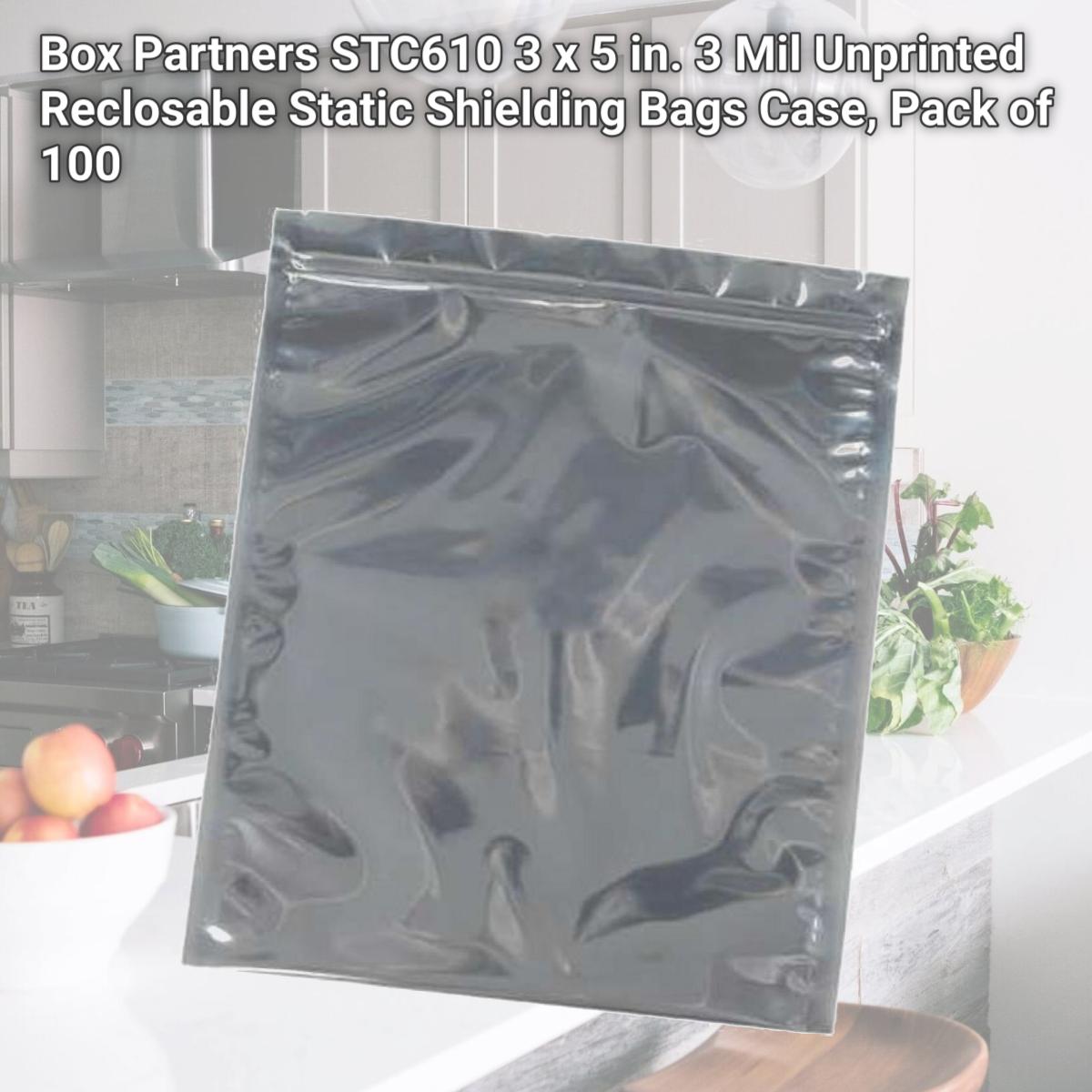 Picture of Box Partners STC610 3 x 5 in. 3 Mil Unprinted Reclosable Static Shielding Bags Case, Pack of 100