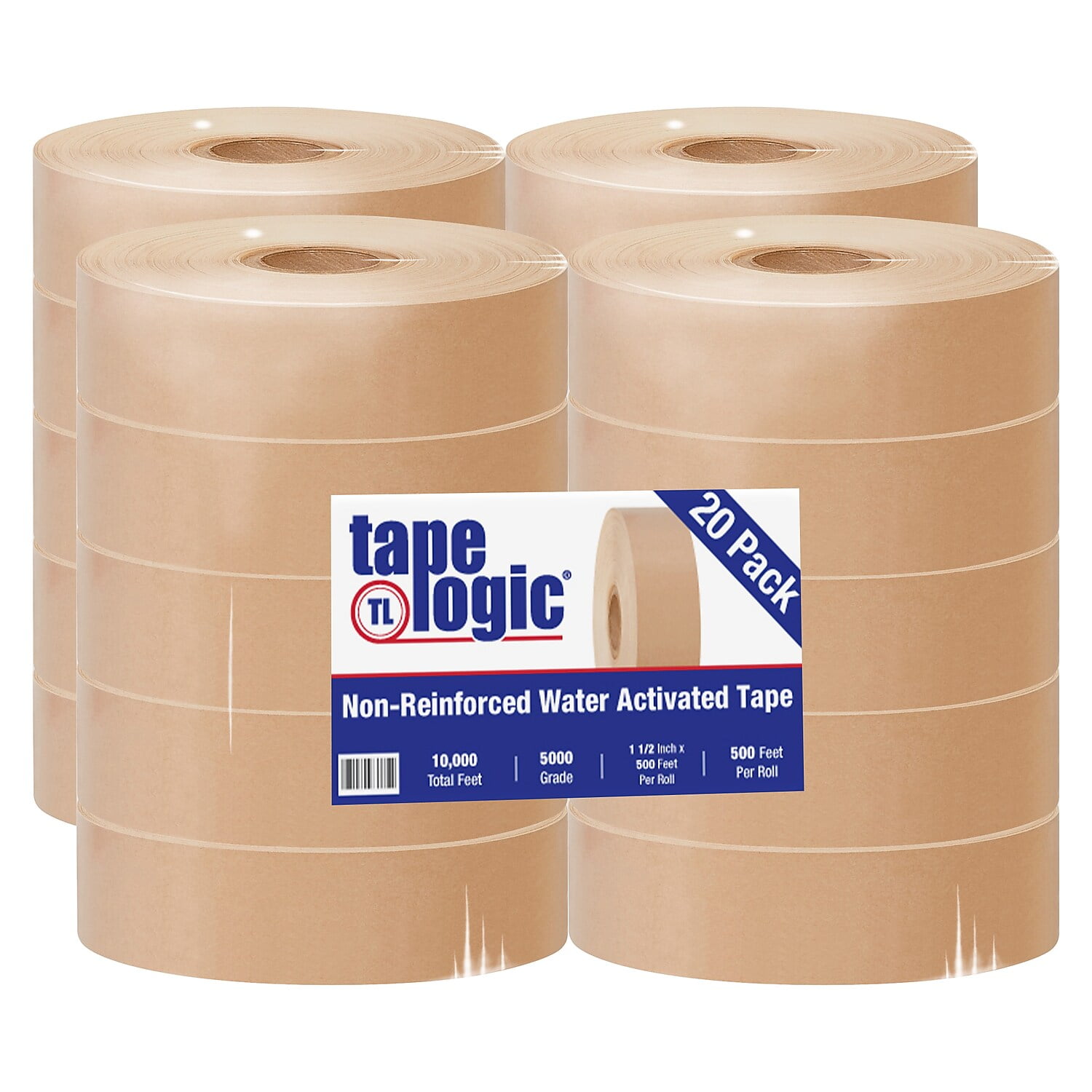 Tape Logic T155000 1.5 In. X 500 Ft. Kraft Tape Logic No.of 5000 Non Reinforced Water Activated Tape