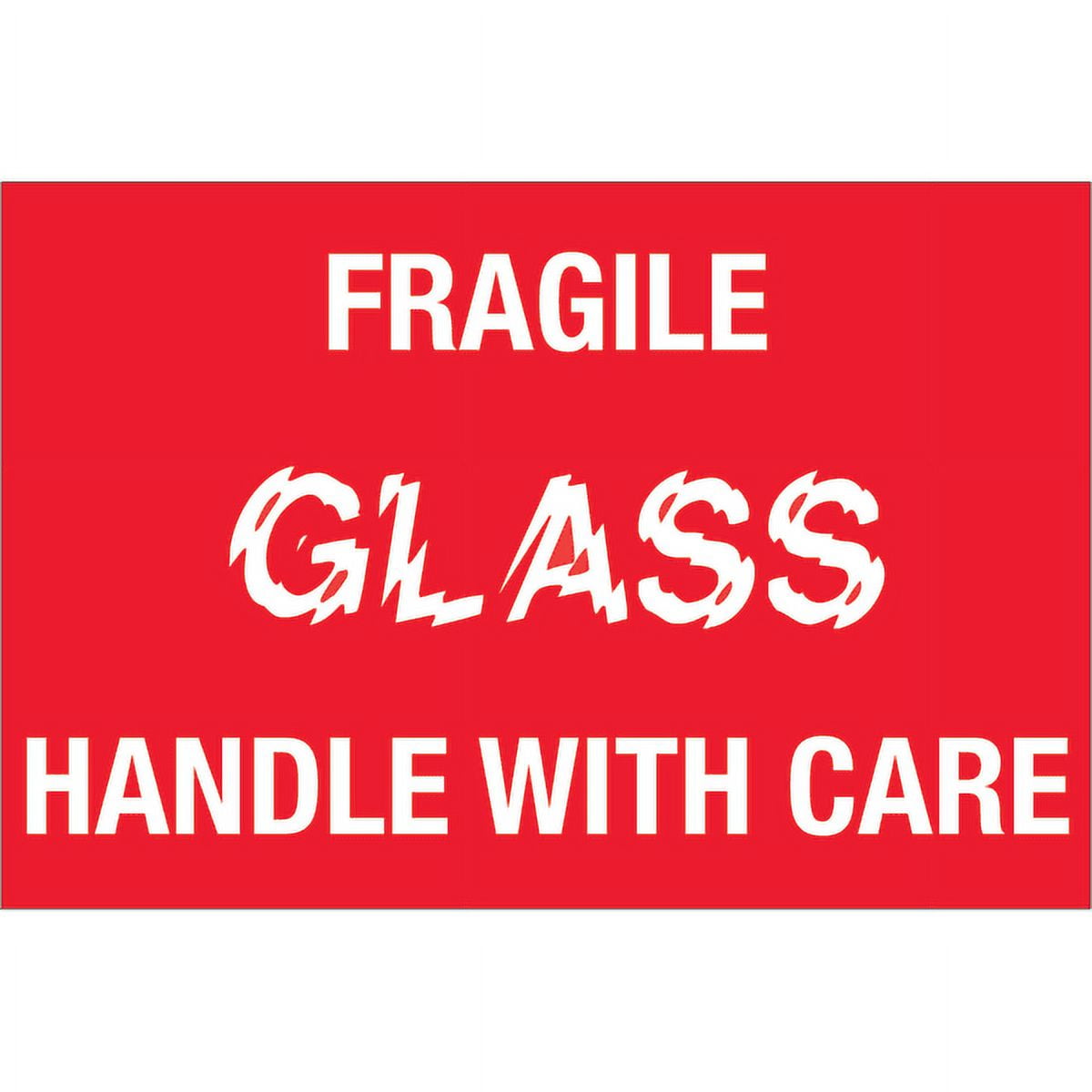 Tape Logic DL1066 2 x 3 in. - Fragile - Glass - Handle with Care Labels, Red & White - Roll of 500