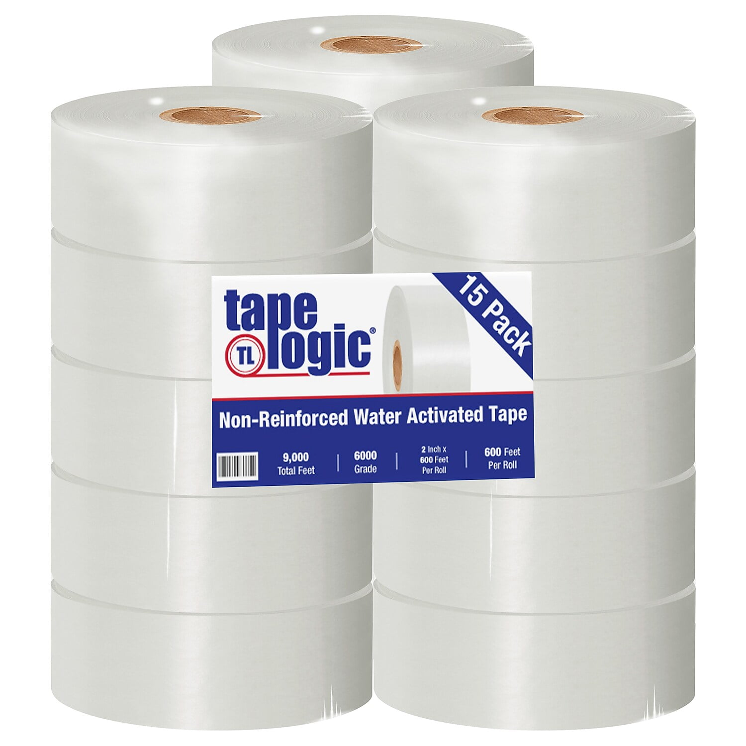 Tape Logic T26000w 2 In. X 600 Ft. White No.6000 Non Reinforced Water Activated Tape - Case Of 15