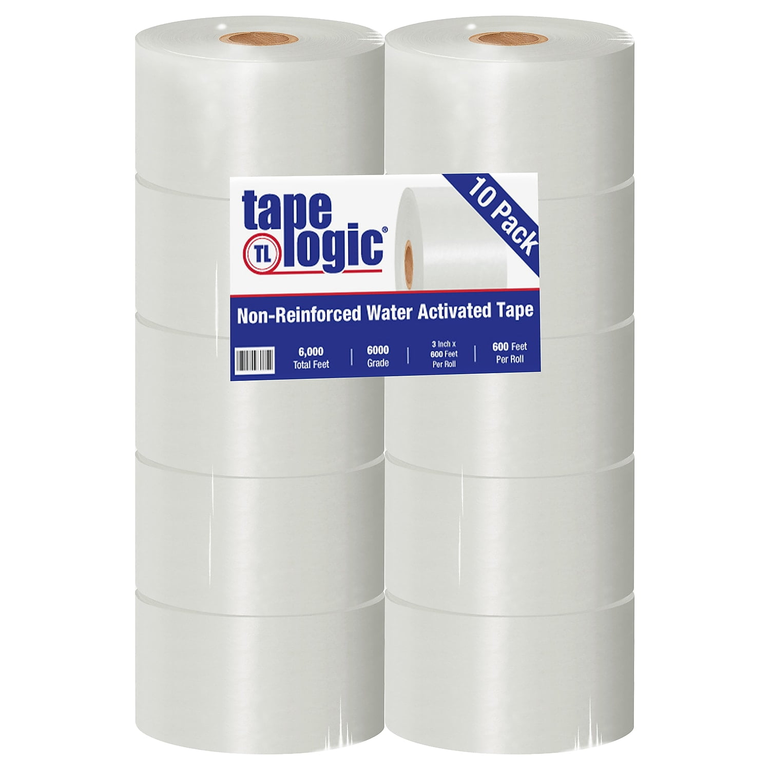Tape Logic T36000w 3 In. X 600 Ft. White No.6000 Non Reinforced Water Activated Tape - Case Of 10
