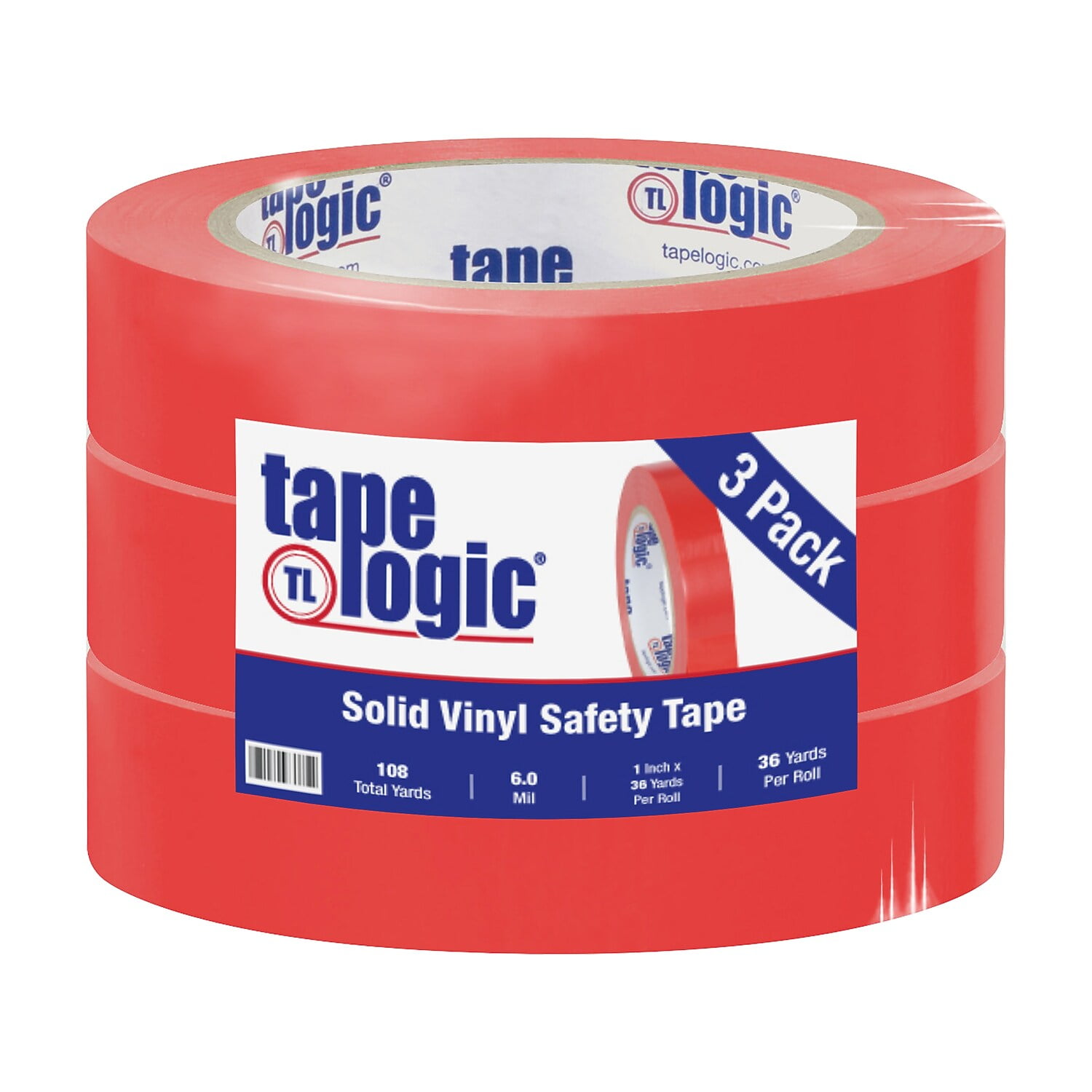 Tape Logic T91363pkr 1 In. X 36 Yards Red Solid Vinyl Safety Tape - Pack Of 3