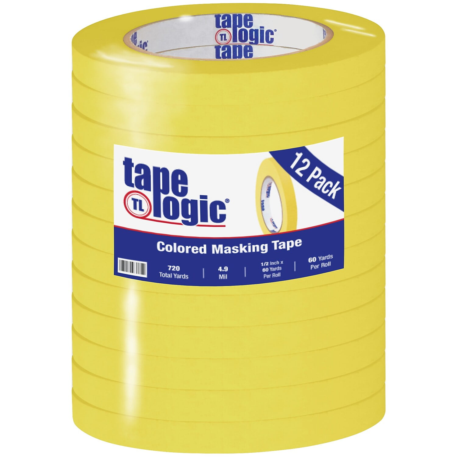 Tape Logic T93300312pky 0.50 In. X 60 Yards Yellow Masking Tape - Pack Of 12