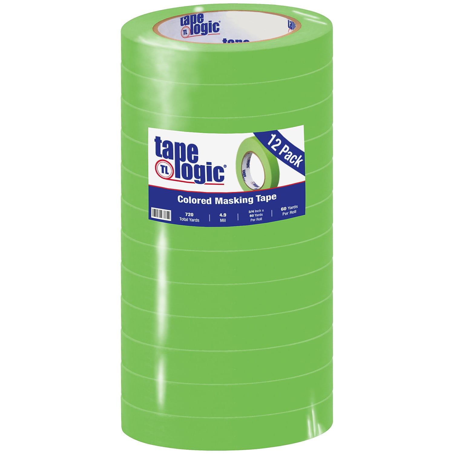 Tape Logic T93400312pka 0.75 In. X 60 Yards Light Green Masking Tape - Pack Of 12