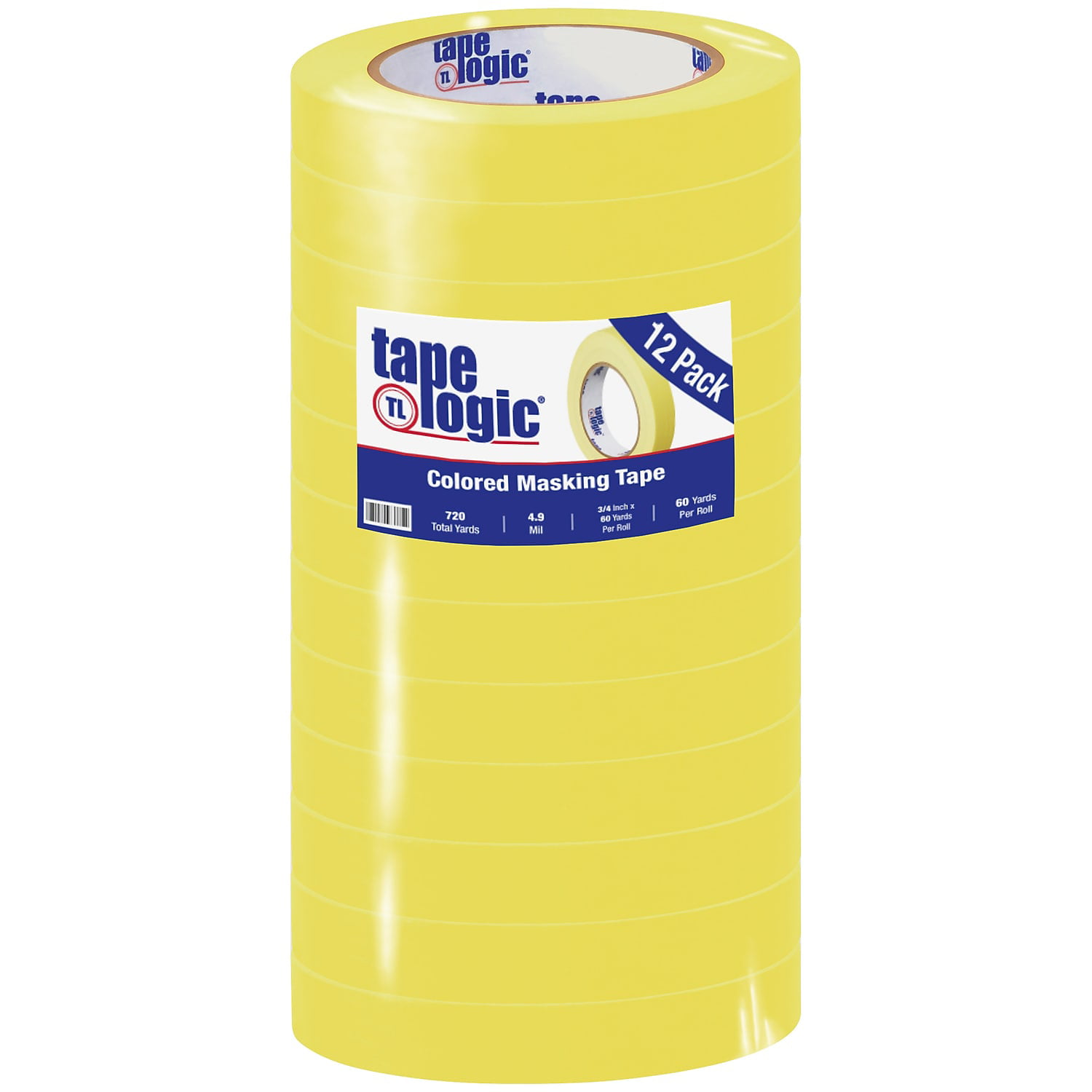 Tape Logic T93400312pky 0.75 In. X 60 Yards Yellow Masking Tape - Pack Of 12