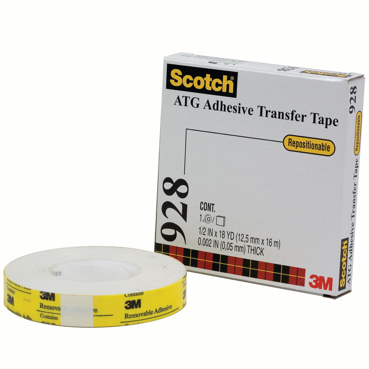 Scotch T9539286pk 0.50 In. X 18 Yards 928 Repositionable Adhesive Transfer Tape, White - Pack Of 6