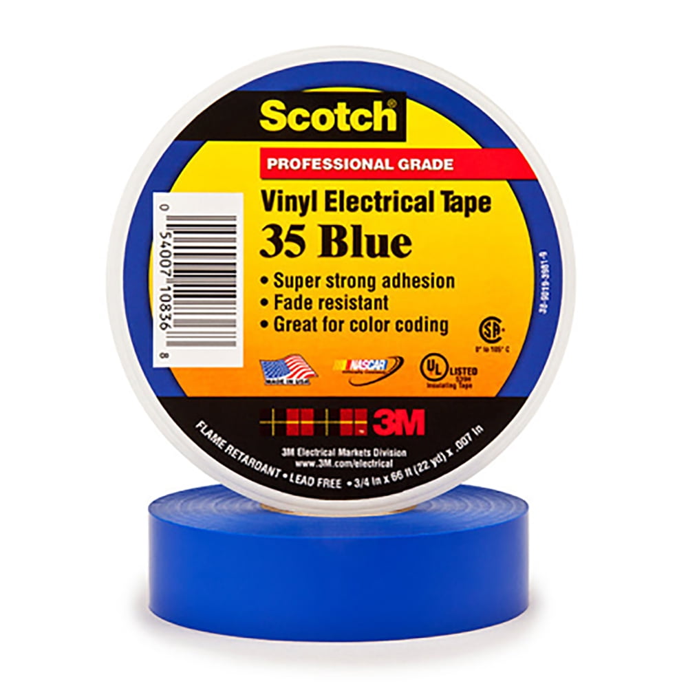 Scotch T964035b 0.75 In. X 66 Ft. Blue 35 Electrical Tape - Case Of 100