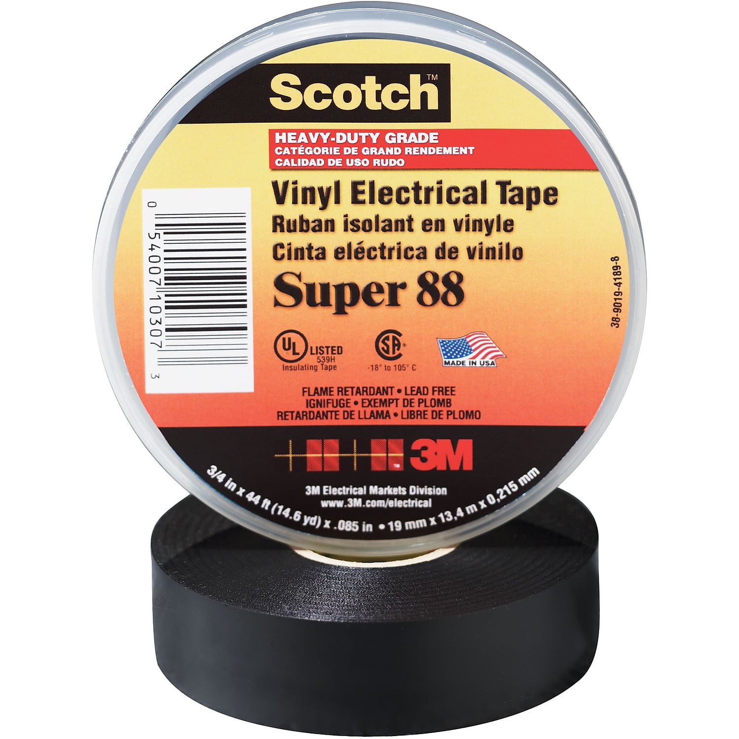 Scotch T96408810pk 0.75 In. X 66 Ft. Black 88 Electrical Tape - Pack Of 10