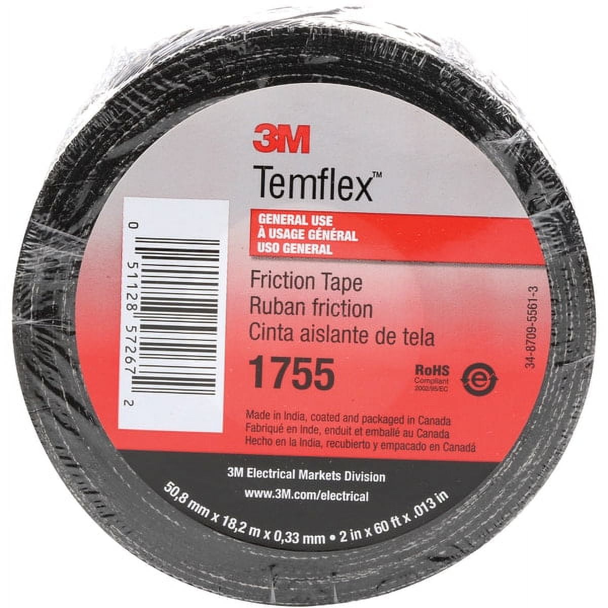 Scotch T964175510pk 0.75 In. X 60 Ft. Black 1755 Cotton Friction Tape - Pack Of 10