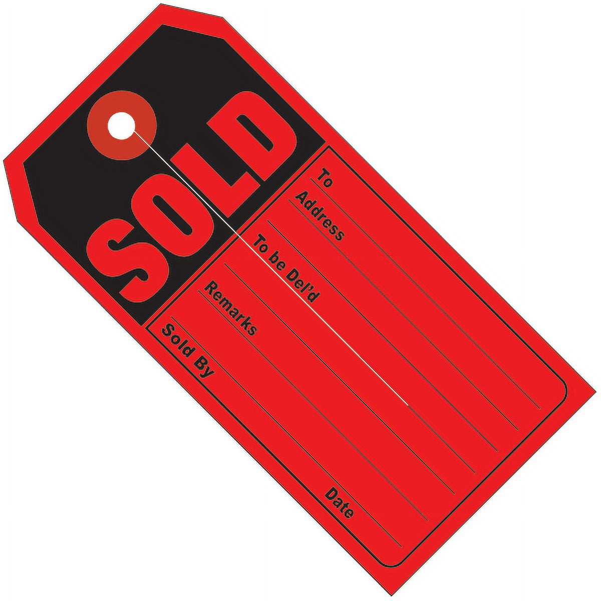 G26010 4.75 X 2.38 In. Sold Retail Tags, Red & Black - Case Of 500