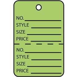 G26013 1.25 X 1.87 In. Green Perforated Garment Tags - Case Of 1000