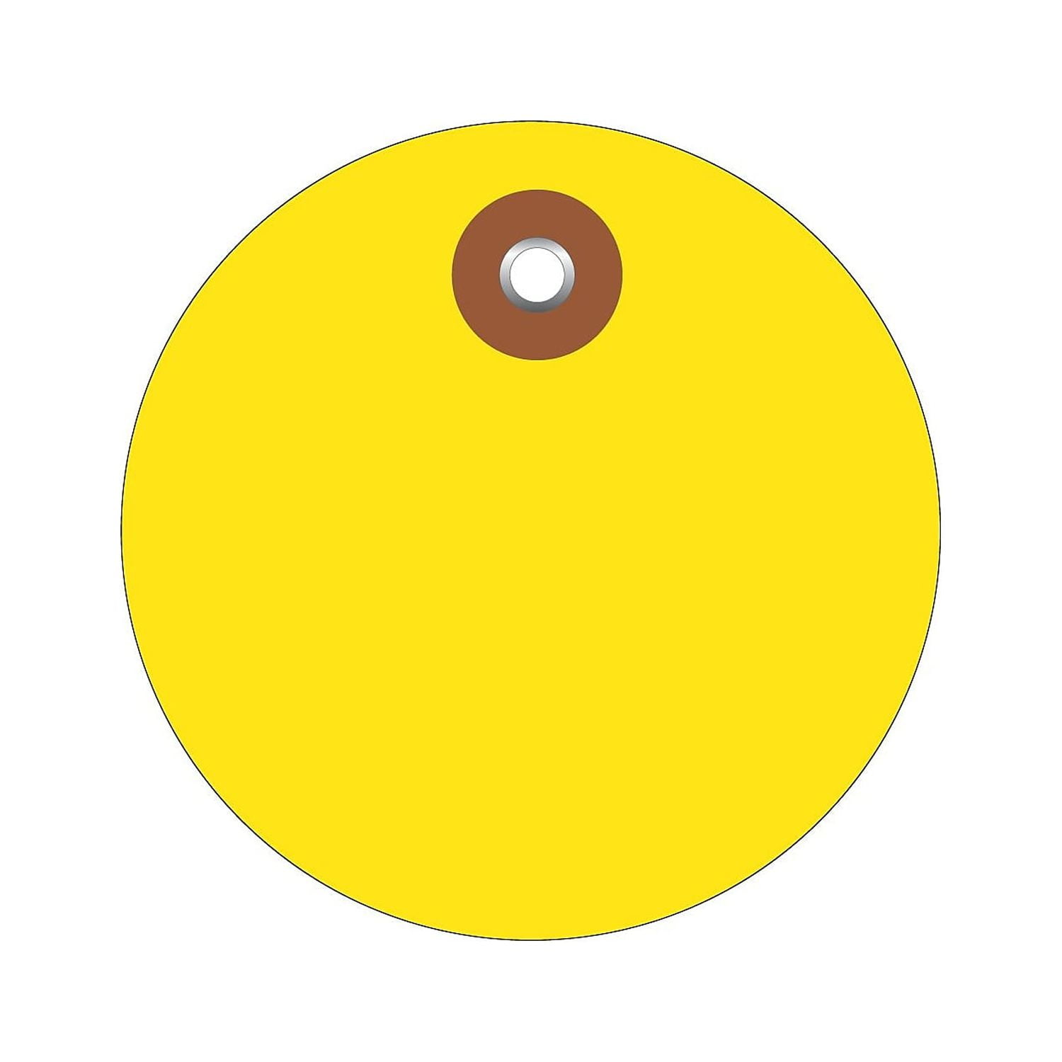 G26066 2 In. Yellow Plastic Circle Tags - Pack Of 100