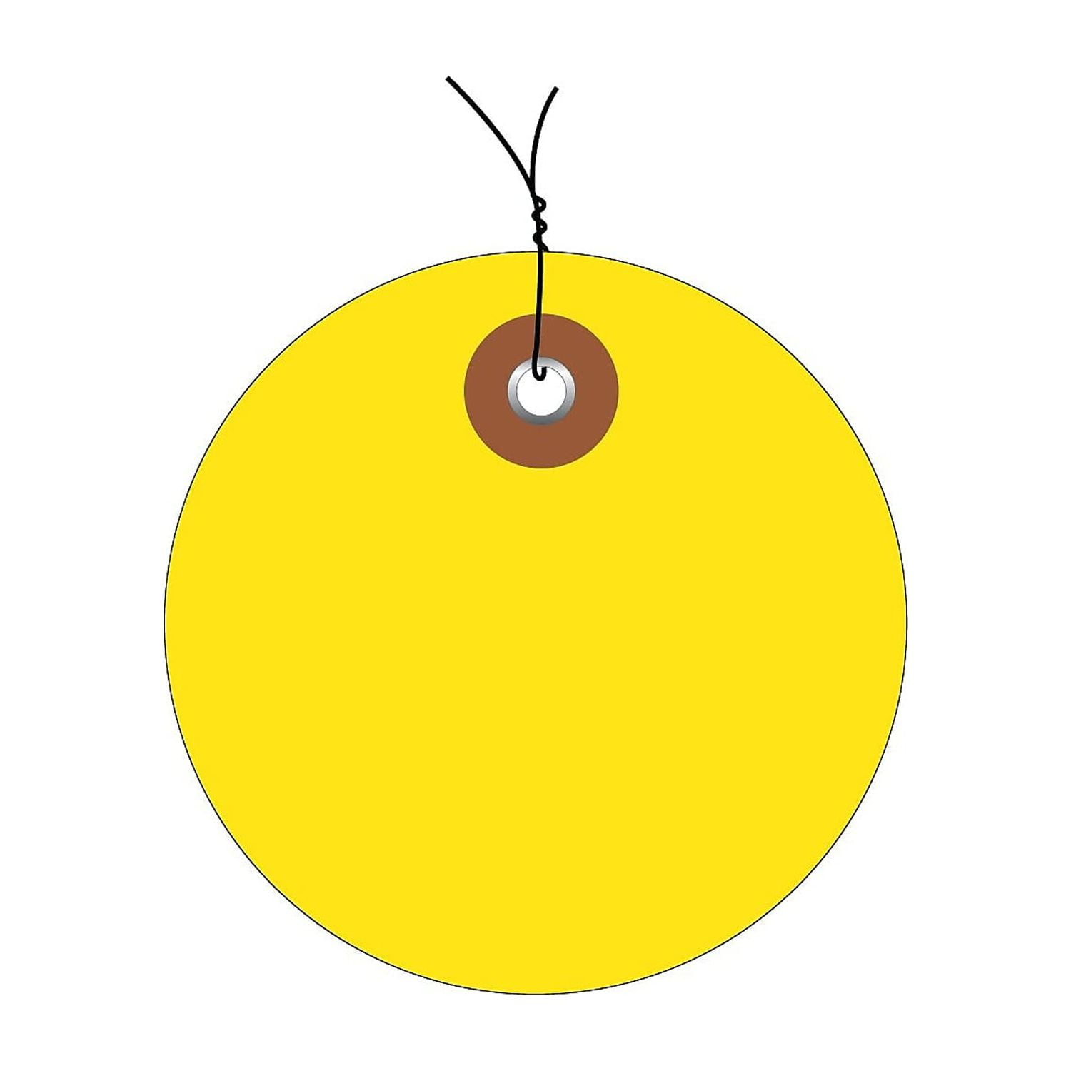 G26066w 2 In. Yellow Plastic Circle Tags - Pre-wired - Pack Of 100