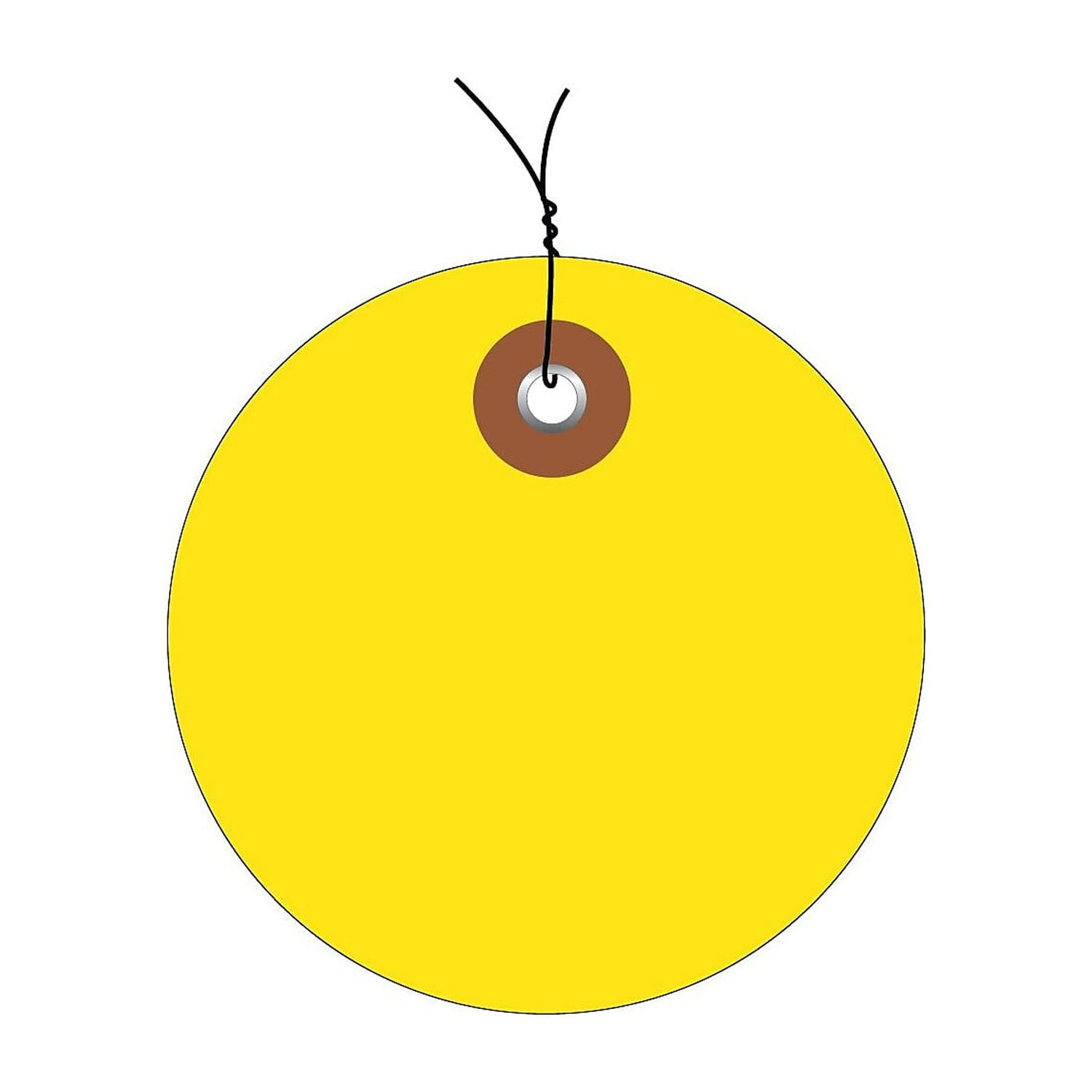 G26073w 3 In. Yellow Plastic Circle Tags - Pre-wired - Pack Of 100