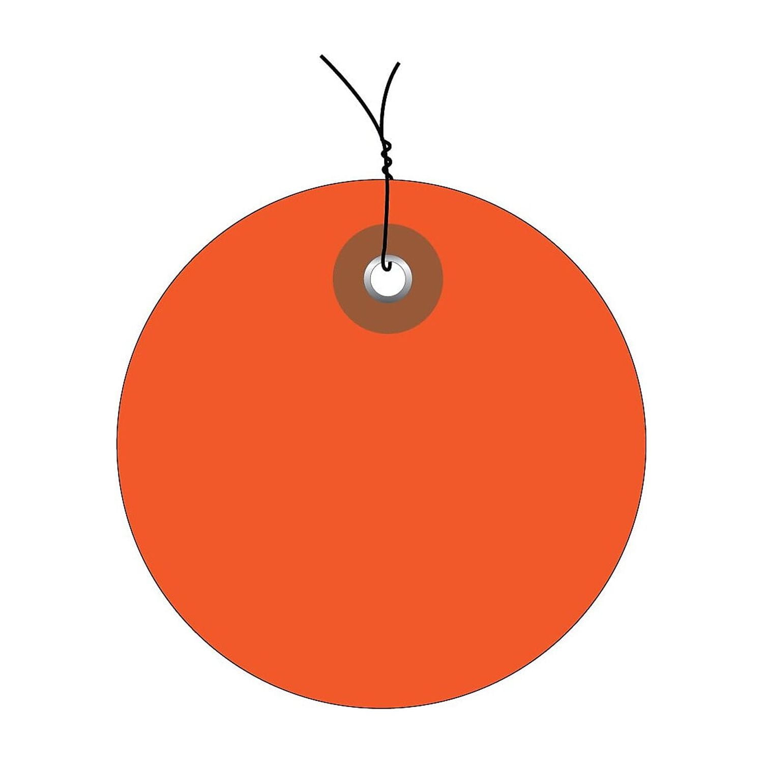 G26074w 3 In. Orange Plastic Circle Tags - Pre-wired - Pack Of 100