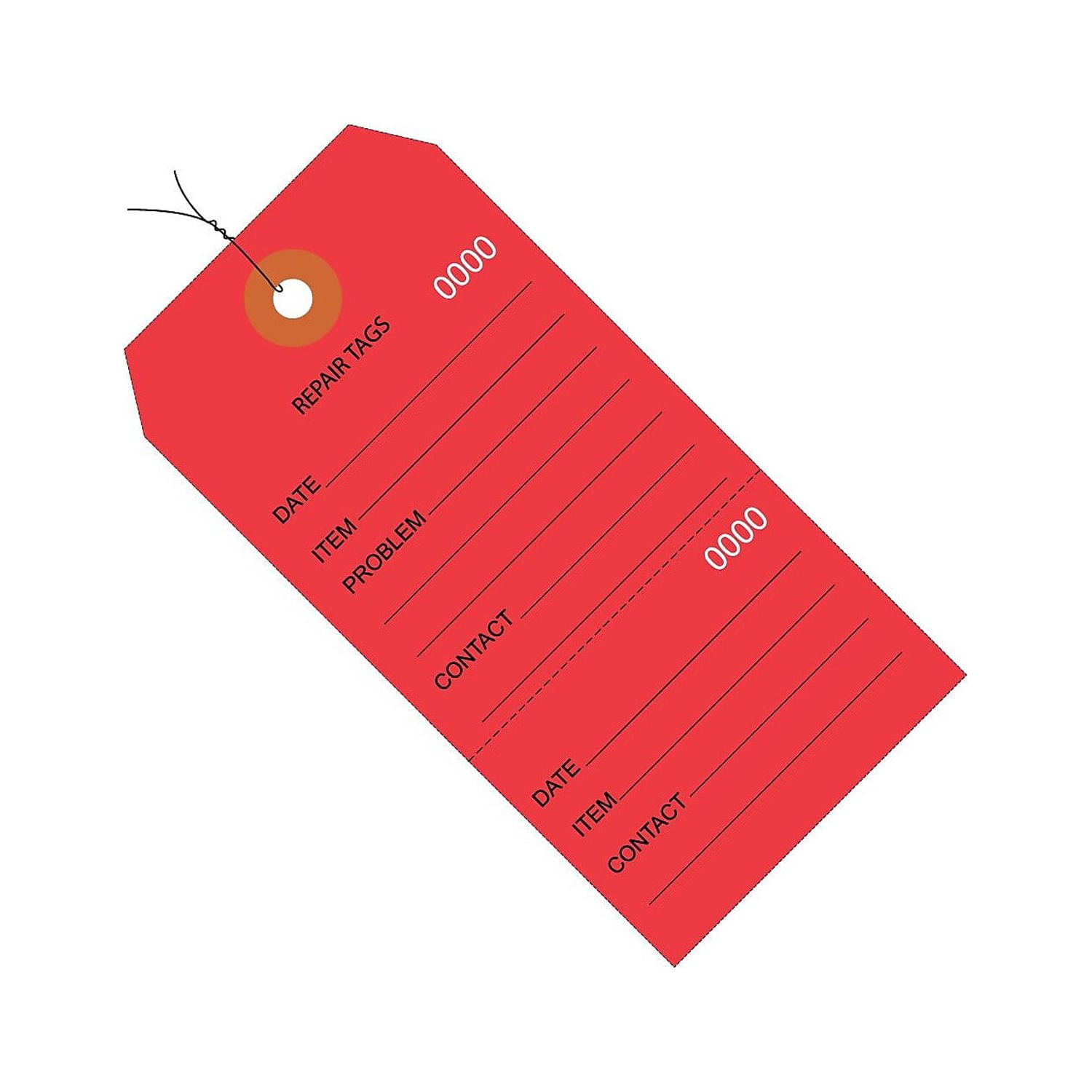 G26203w 6.25 X 3.12 In. Red Repair Tags Consecutively Numbered - Pre-wired - Pack Of 1000