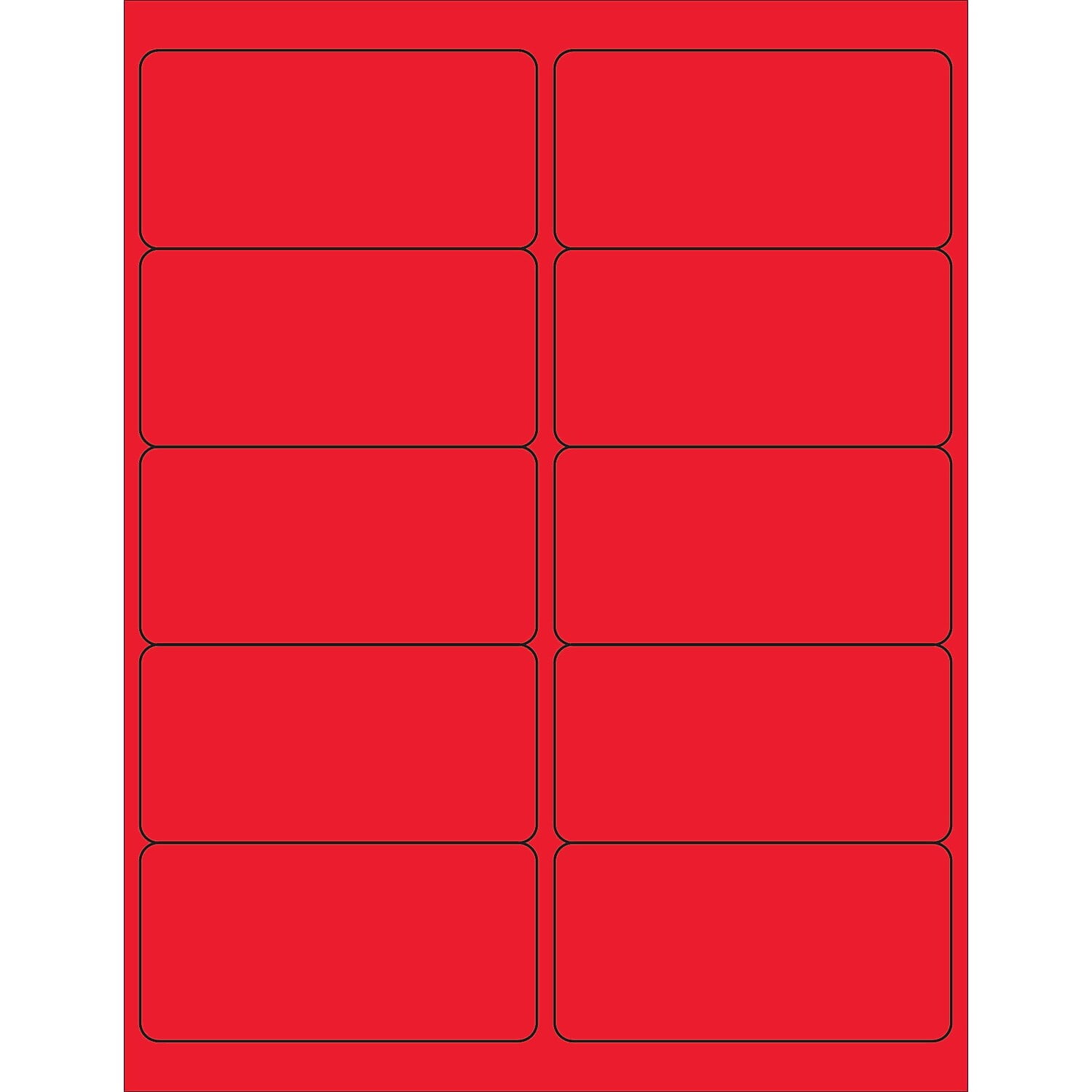 4 x 2 in. Fluorescent Red Rectangle Laser Labels - Pack of 1000