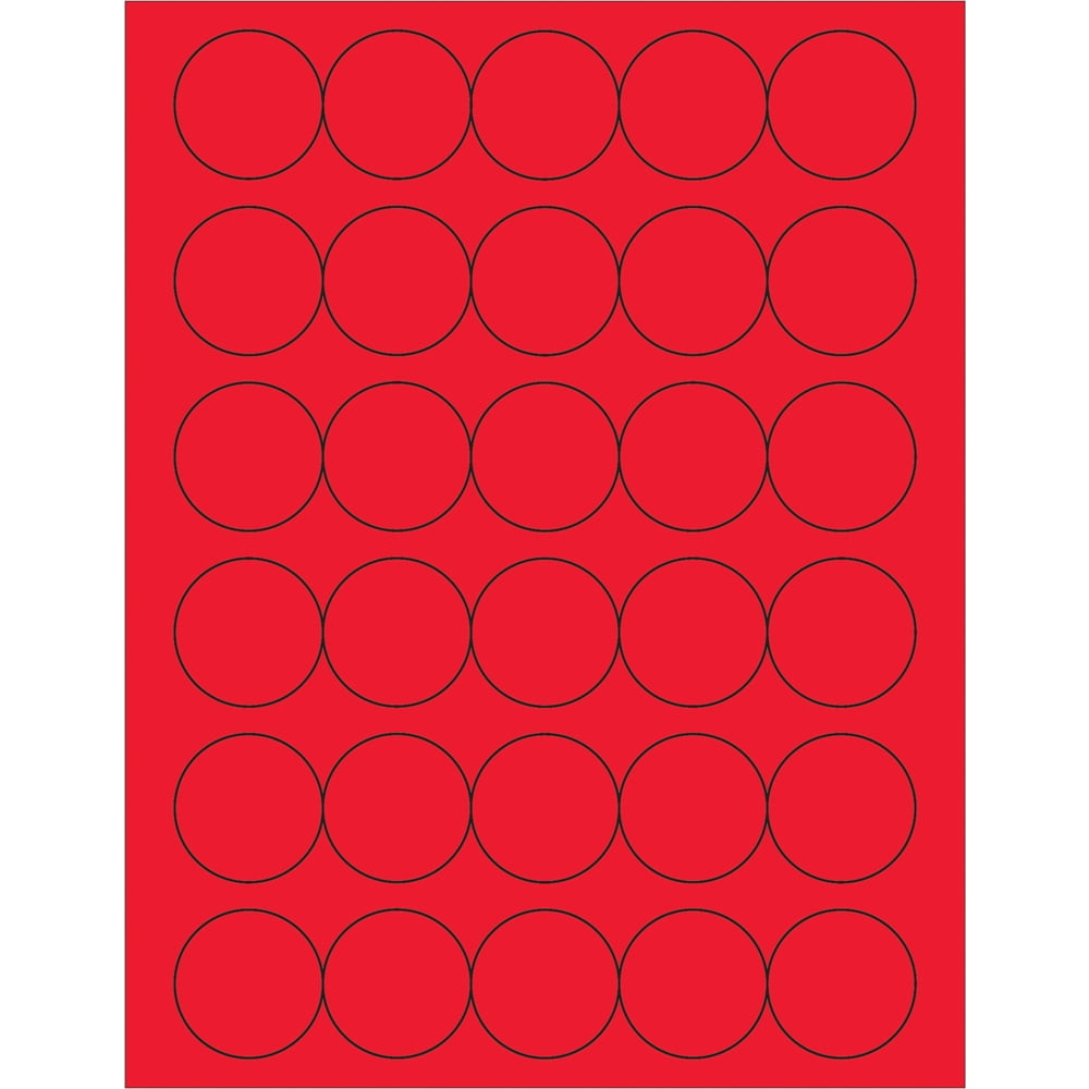 1.5 in. Fluorescent Red Circle Laser Labels - Pack of 3000