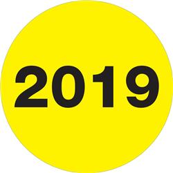 Dl6817 2 In. Circle 2019 Year Labels, Fluorescent Yellow