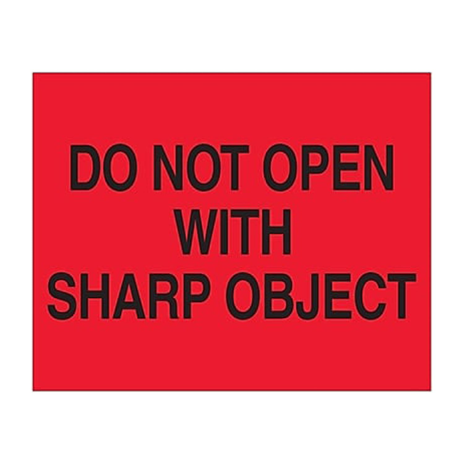 Dl1631 8 X 10 In. Do Not Open With Sharp Object Labels, Fluorescent Red