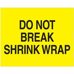 Dl1632 8 X 10 In. Do Not Break Shrink Wrap Labels, Fluorescent Yellow