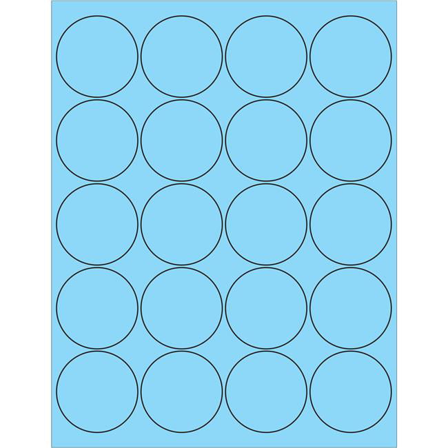 Ll197be 2 In. Fluorescent Circle Laser Labels, Pastel Blue
