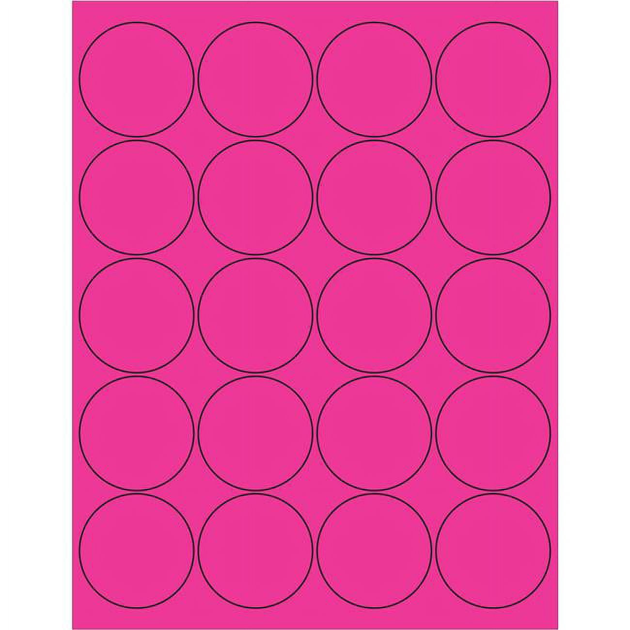 Ll197pk 2 In. Circle Laser Labels, Fluorescent Pink
