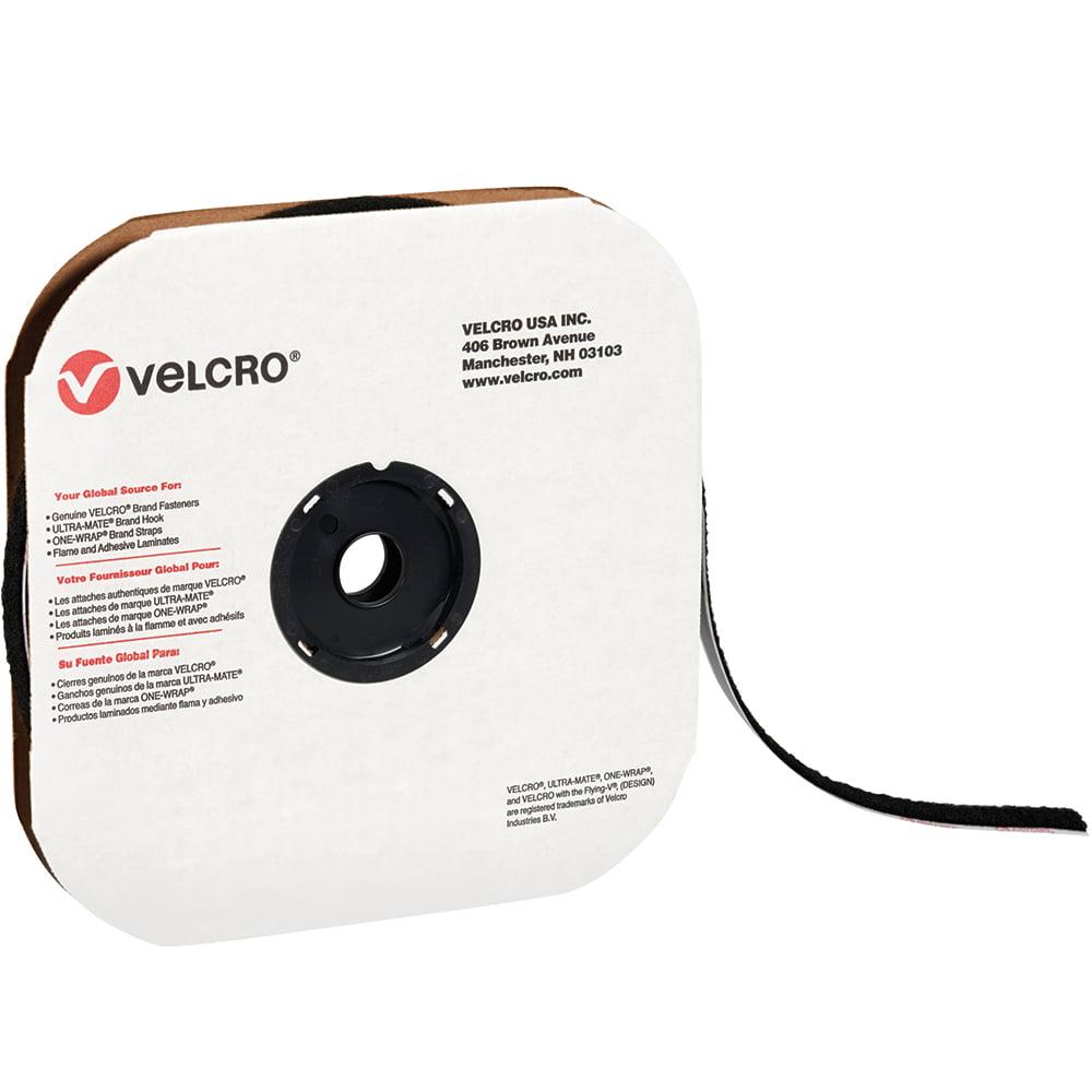 Vel155 0.5 In. X 75 Ft. Loop Black Cloth Hook & Eye Brand Tape Individual Strips