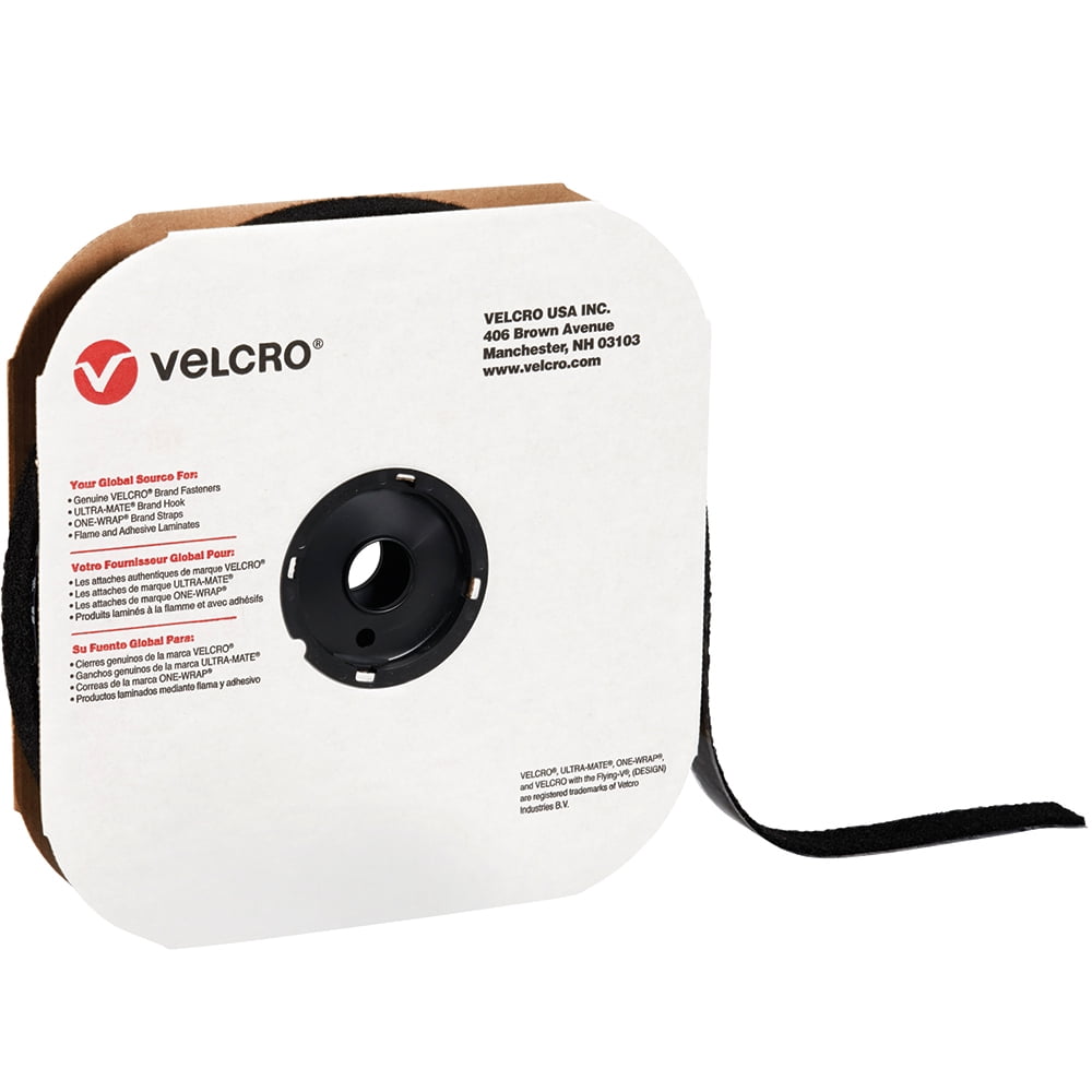 Vel158 1.5 In. X 75 Ft. Hook Black Cloth Hook & Eye Brand Tape Individual Strips