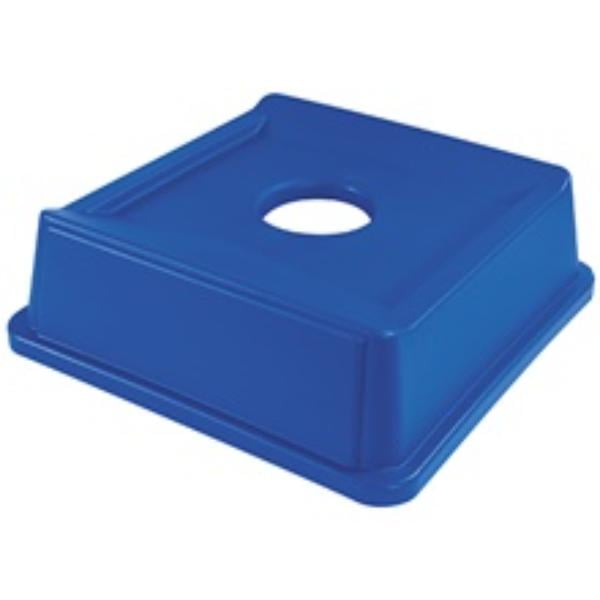 RUB153BLBLU 35 & 50 gal Square Recycling Bottle & Can Lid, Blue
