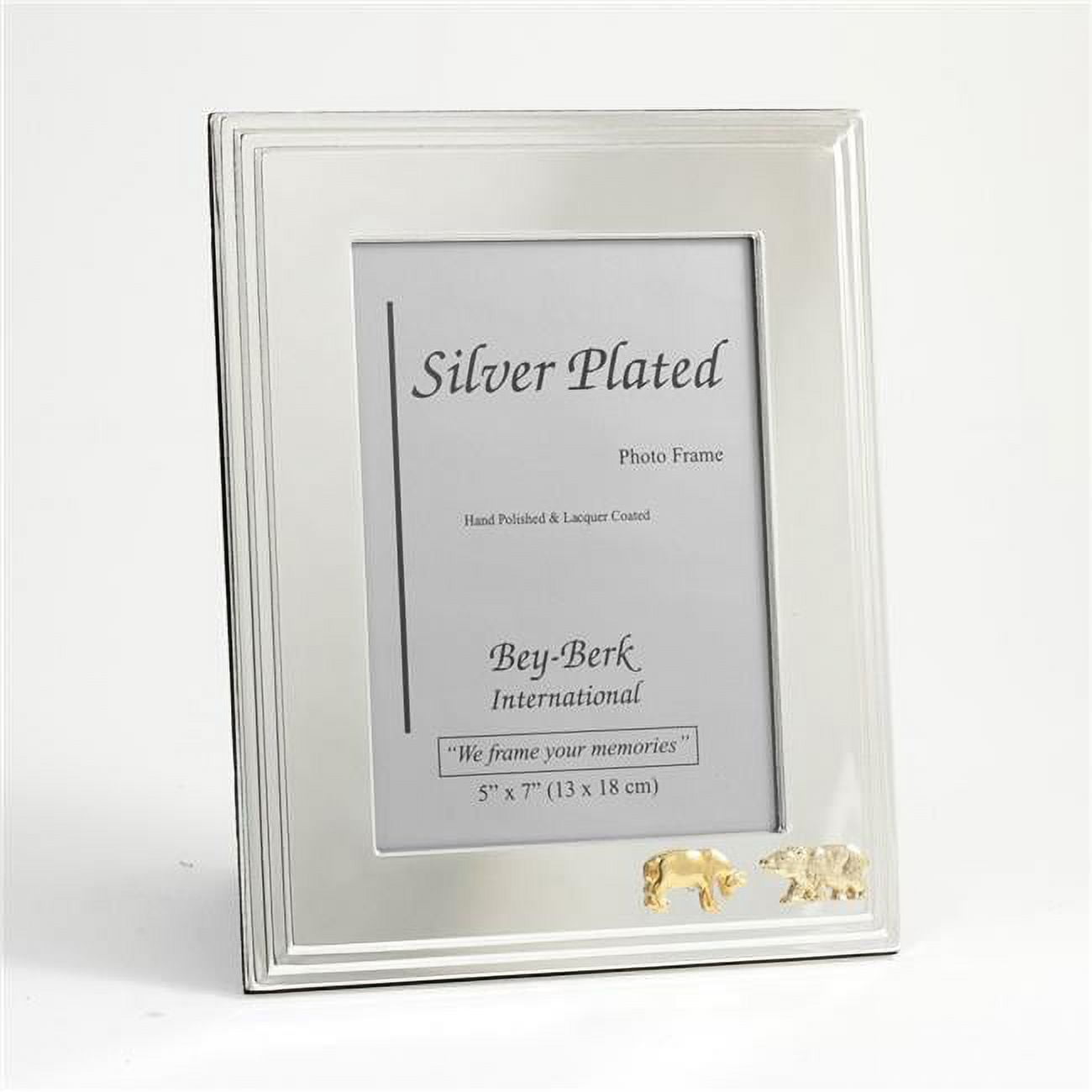 Bey-berk International Sf107-11b Silver Plated 5 X 7 In. Picture Frame With Stock Market Emblem & Easel Back