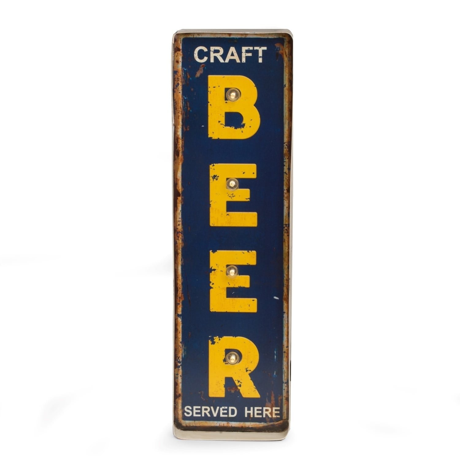 Bey-berk International Wd500 Craft Beer Led Lighted Metal Sign - Brown & Yellow