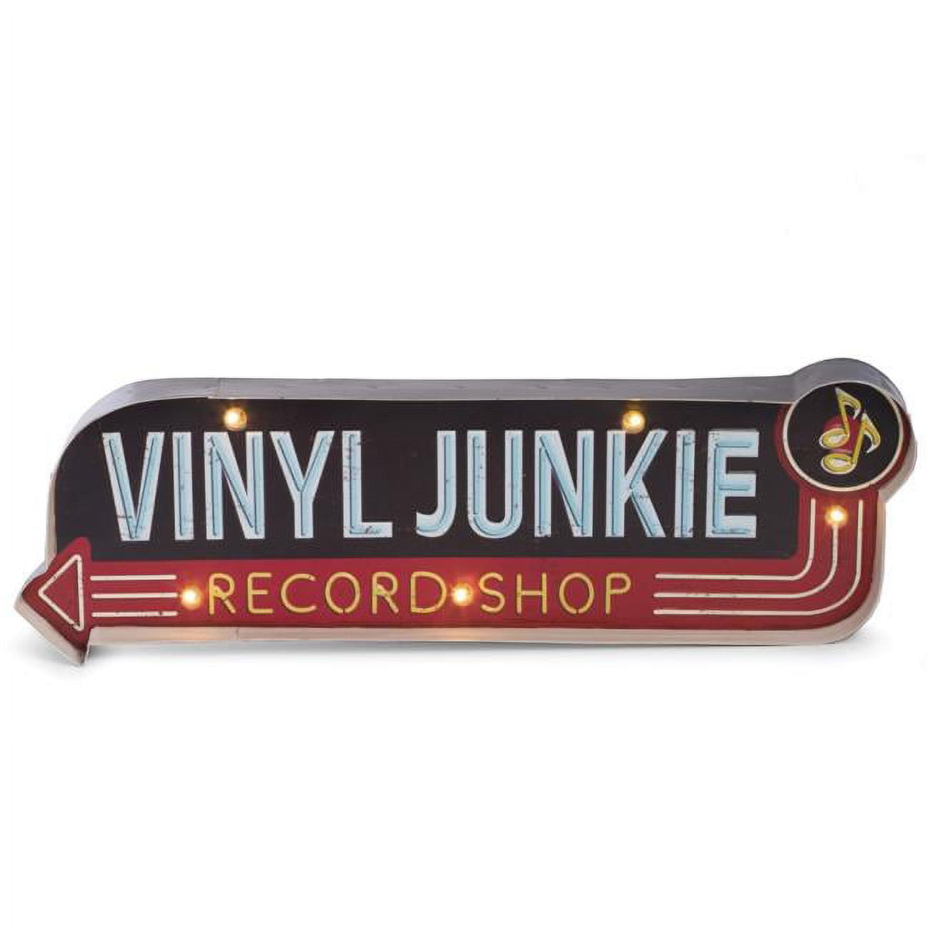 Bey-berk International Wd503 Vinyl Junkie Led Lighted Metal Sign - Multi Color