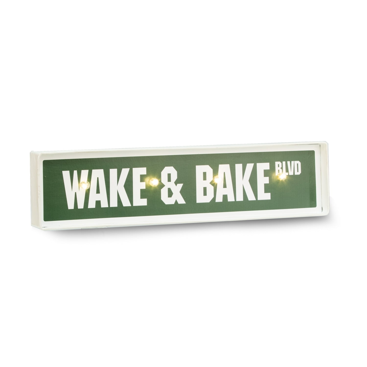 Bey-berk International Wd506 Wake & Bake Led Lighted Metal Sign - White & Green