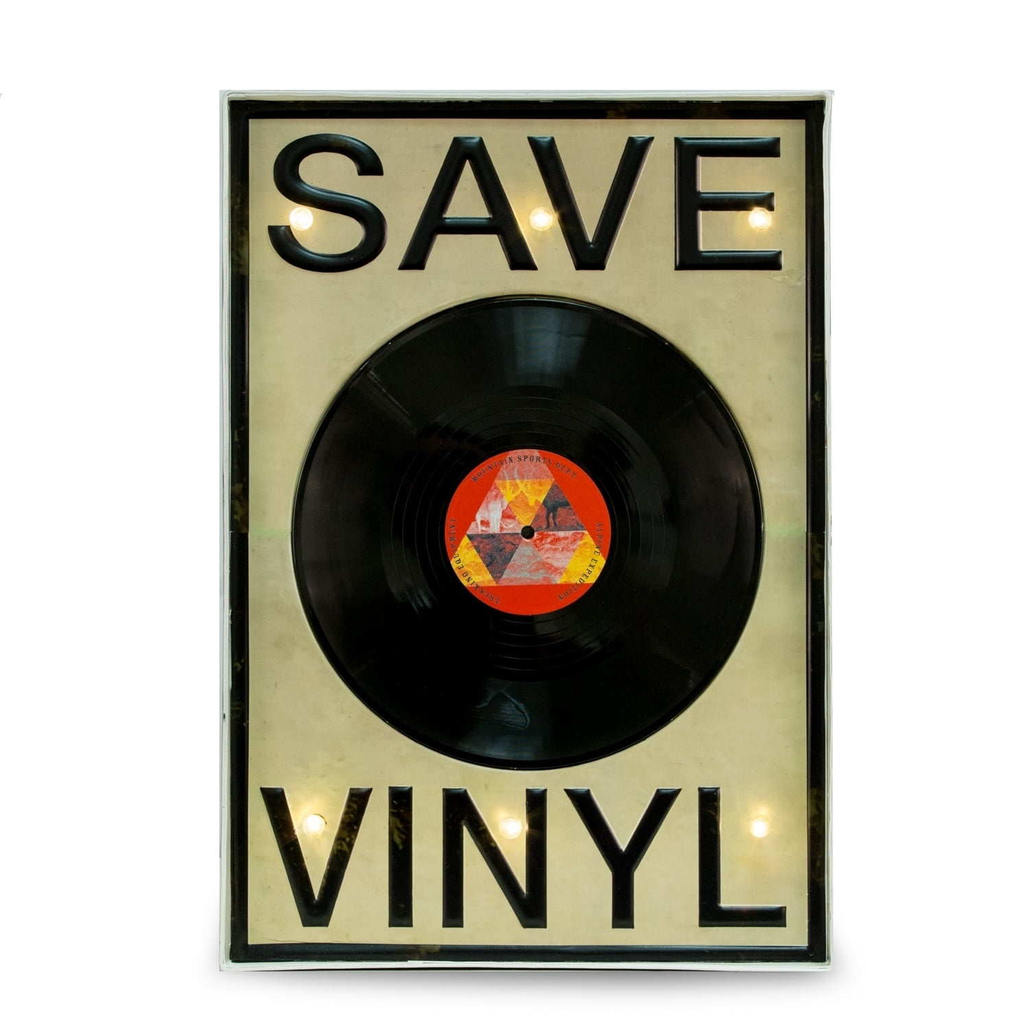 Bey-berk International Wd511 Save Vinyl Led Lighted Metal Sign - Black, Red & Yellow
