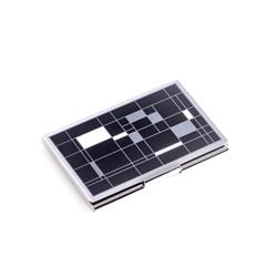 Bey-berk International D249b Nickel Plated Business Card Case With Cube Design - Black