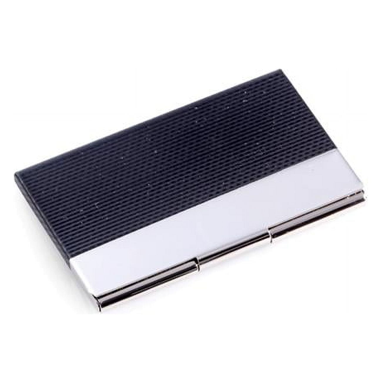 Bey-berk International D262s Silver Plated Business Card Case With Black Anodized Trim - Black