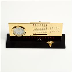 Bey-berk International D232n Nursing Gold Plated Perpetual Calendar & Clock With Black Base