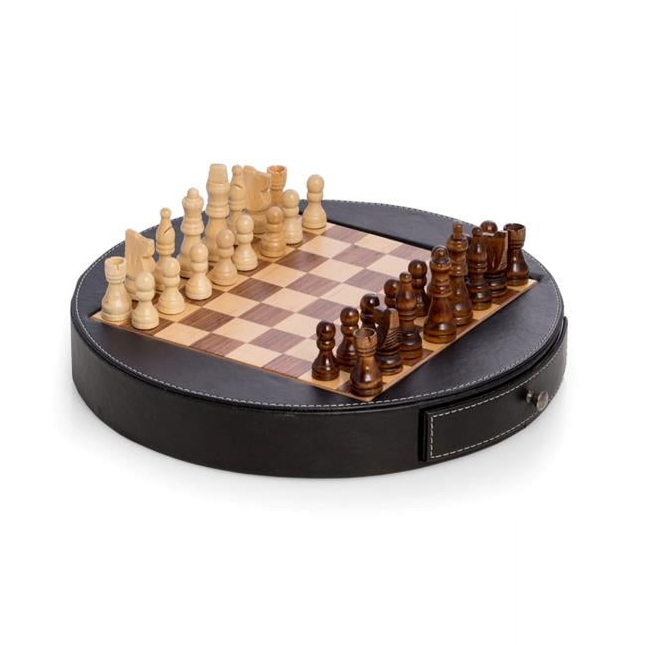 Bey-berk International G545 Leather & Wood Chess Set, Black