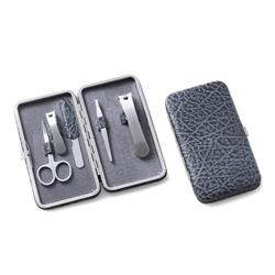 Bey-berk International Bb300 Manicure Set In Grey Leather Case - 5 Piece